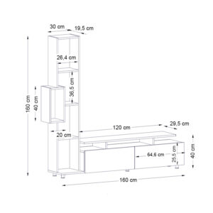 Σύνθεση τηλεόρασης Tulip Megapap χρώμα λευκό 160x29,5x160εκ.
