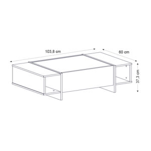 Τραπεζάκι σαλονιού Veyron Megapap χρώμα μαύρο rebab - μαύρο εφέ μαρμάρου 104x60x37,3εκ.
