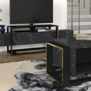 Τραπεζάκι σαλονιού Serina Megapap χρώμα μαύρο εφέ μαρμάρου 107x60x40εκ.