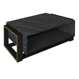 Τραπεζάκι σαλονιού Serina Megapap χρώμα μαύρο εφέ μαρμάρου 107x60x40εκ.