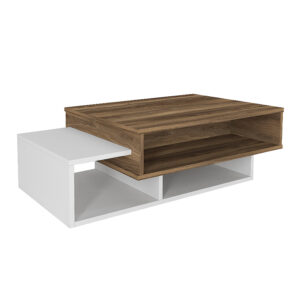 Τραπεζάκι σαλονιού Tab Megapap χρώμα λευκό - καρυδί 105x60x32εκ.