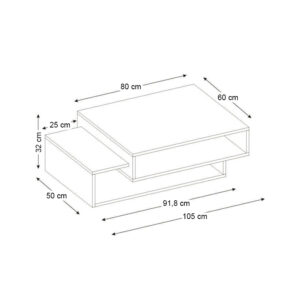 Τραπεζάκι σαλονιού Tab Megapap χρώμα λευκό - cordoba 105x60x32εκ.