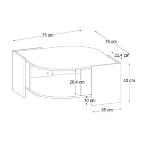 Τραπεζάκι σαλονιού Marbel Megapap χρώμα sapphire oak - λευκό εφέ μαρμάρου 75x75x40εκ.