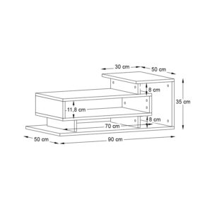 Τραπεζάκι σαλονιού Flynn Megapap χρώμα λευκό - καρυδί 90x50x35εκ.