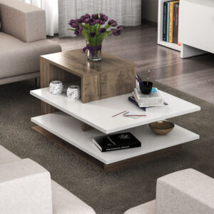 Τραπεζάκι σαλονιού Venus Megapap χρώμα λευκό - καρυδί 85x60x43,6εκ.