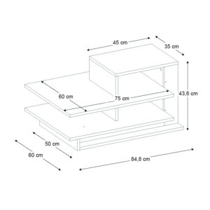 Τραπεζάκι σαλονιού Venus Megapap χρώμα λευκό - καρυδί 85x60x43,6εκ.
