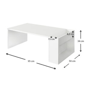 Τραπεζάκι σαλονιού View Megapap χρώμα λευκό 95x50x34εκ.