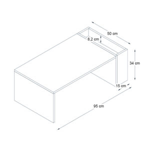 Τραπεζάκι σαλονιού View Megapap χρώμα λευκό - καρυδί 95x50x34εκ.