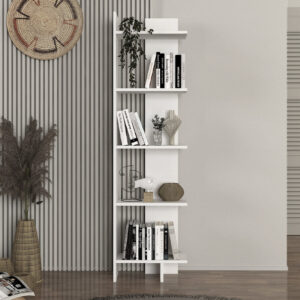 Βιβλιοθήκη Perla Megapap χρώμα λευκό 48x22x170εκ.