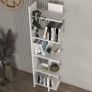 Βιβλιοθήκη Perla Megapap χρώμα λευκό 48x22x170εκ.