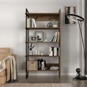 Βιβλιοθήκη Cecilia Megapap χρώμα καπνιστή καρυδιά 91,8x34,8x180εκ.