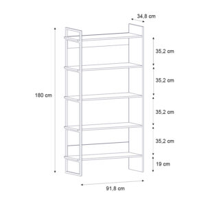 Βιβλιοθήκη Cecilia Megapap χρώμα καπνιστή καρυδιά 91,8x34,8x180εκ.