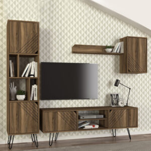 Βιβλιοθήκη Norma Megapap χρώμα καρυδί 45x35x184εκ.