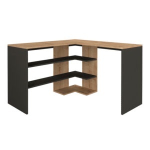 Γραφείο εργασίας Stylo Megapap χρώμα sapphire oak - ανθρακί 120x120x73,8εκ.