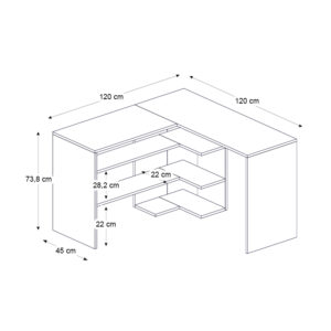 Γραφείο εργασίας Stylo Megapap χρώμα sapphire oak - ανθρακί 120x120x73,8εκ.