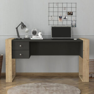 Γραφείο εργασίας Fernando Megapap χρώμα ανθρακί - sapphire oak 158,4x60x72,2εκ.