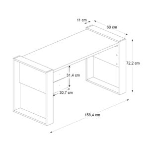 Γραφείο εργασίας Fernando Megapap χρώμα ανθρακί - sapphire oak 158,4x60x72,2εκ.