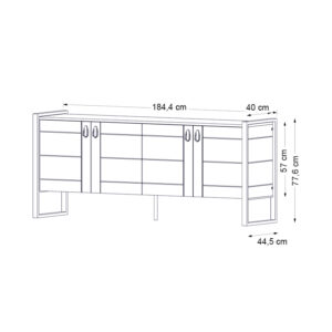 Μπουφές Ursula Megapap χρώμα καρυδί 180x40x77,6εκ.