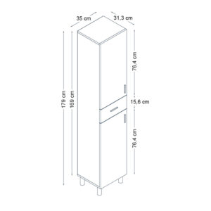 Ντουλάπι κουζίνας - μπάνιου Selina Megapap χρώμα λευκό 35x31x179εκ.