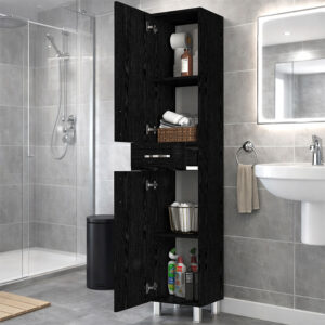 Ντουλάπι κουζίνας - μπάνιου Selina Megapap χρώμα sencron black 35x31x179εκ.