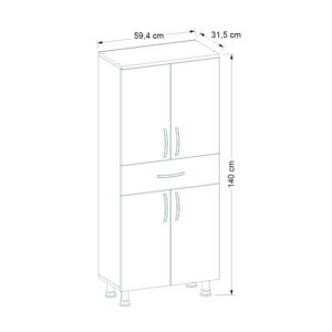 Ντουλάπι κουζίνας - μπάνιου Montana Megapap χρώμα λευκό 59,4x31,5x140εκ.