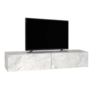 Έπιπλο τηλεόρασης επιτοίχιο Aristo Megapap με LED χρώμα λευκό εφέ μαρμάρου 135x31,6x25εκ.