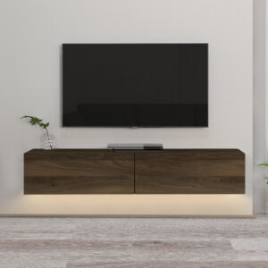 Έπιπλο τηλεόρασης επιτοίχιο Aristo Megapap με LED χρώμα καρυδί 135x31,6x25εκ.