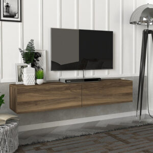 Έπιπλο τηλεόρασης επιτοίχιο Aristo Megapap με LED χρώμα καρυδί 135x31,6x25εκ.