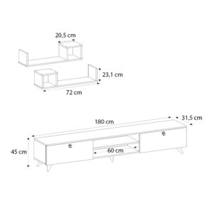 Έπιπλο τηλεόρασης Seddra Megapap χρώμα καρυδί 180x31,5x45εκ.