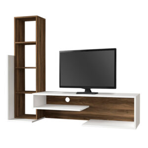 Σύνθεση τηλεόρασης Bend Megapap χρώμα λευκό - καρυδί 153,6x39x131εκ.