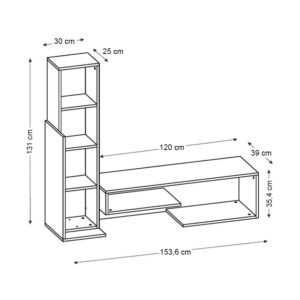 Σύνθεση τηλεόρασης Bend Megapap χρώμα λευκό - καρυδί 153,6x39x131εκ.