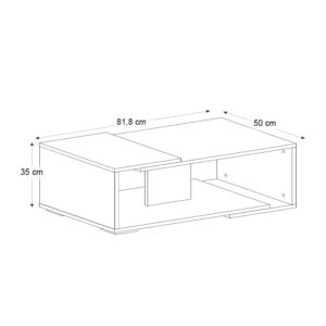 Τραπεζάκι σαλονιού Mareta Megapap χρώμα μαύρο εφέ μαρμάρου - καρυδί 81,8x50x35εκ.
