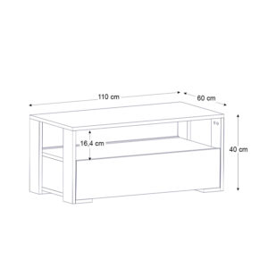 Τραπεζάκι σαλονιού Balina Megapap χρώμα λευκό 110x60x40εκ.