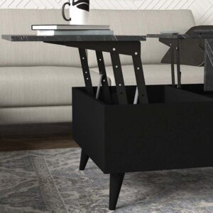 Τραπεζάκι σαλονιού Roy Megapap με σερβιτόρο χρώμα μαύρο - εφέ μαρμάρου 121x69x40εκ.