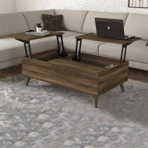 Τραπεζάκι σαλονιού Roy Megapap με σερβιτόρο χρώμα καρυδί 121x69x40εκ.