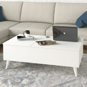 Τραπεζάκι σαλονιού Roy Megapap με σερβιτόρο χρώμα λευκό 121x69x40εκ.