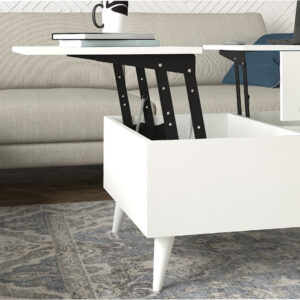 Τραπεζάκι σαλονιού Roy Megapap με σερβιτόρο χρώμα λευκό 121x69x40εκ.