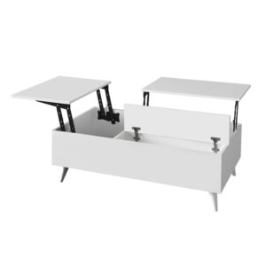 Τραπεζάκι σαλονιού Roy Megapap με σερβιτόρο χρώμα λευκό 121x69x40εκ.