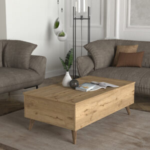 Τραπεζάκι σαλονιού Roy Megapap με σερβιτόρο χρώμα sepet oak 121x69x40εκ.