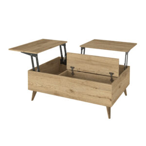 Τραπεζάκι σαλονιού Roy Megapap με σερβιτόρο χρώμα sepet oak 121x69x40εκ.