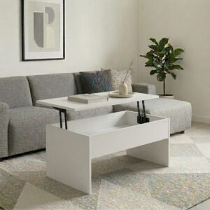 Τραπεζάκι σαλονιού Devon Megapap με σερβιτόρο χρώμα λευκό 110x60x44,8εκ.