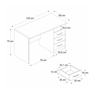 Γραφείο εργασίας Eldoris Megapap χρώμα λευκό 120x60x75εκ.