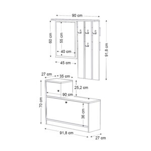 Έπιπλο εισόδου Galina Megapap χρώμα sapphire oak - λευκό 91,8x27x70εκ.