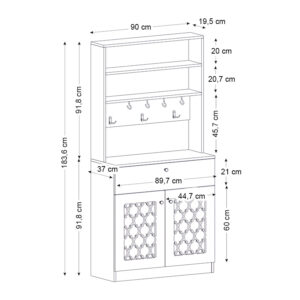 Έπιπλο κουζίνας Axel Megapap χρώμα λευκό 90x37x183,6εκ.