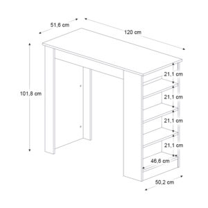 Τραπέζι μπαρ Monaco Megapap χρώμα ανθρακί - sapphire oak 120x51,6x101,8εκ.