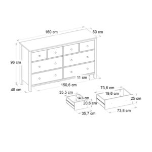 Συρταριέρα - Μπουφές Sabina Megapap χρώμα λευκό 160x50x96εκ.