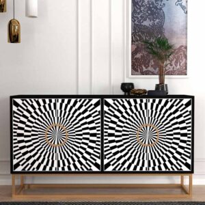 Μπουφές Gradel Megapap χρώμα μαύρο - ασπρόμαυρο 150x35x83,6εκ.