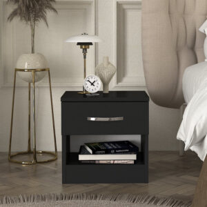 Κομοδίνο Lube Megapap χρώμα μαύρο 40x28,2x40εκ.