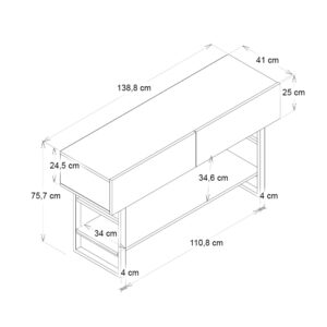 Κονσόλα Aron Megapap χρώμα atlantic pine 138,8x41x75,7εκ.