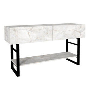 Κονσόλα Aron Megapap χρώμα λευκό εφέ μαρμάρου 138,8x41x75,7εκ.
